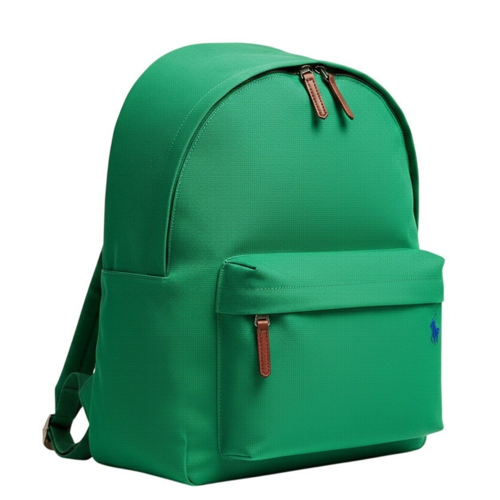Polo Ralph Lauren Canvas Backpack Green Classic‎ Polo Pony Logo School Work Nwot